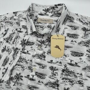NWT Tommy Bahama Camp Shirt Graphite Tropical Vacation Surf Print Mens XL $120